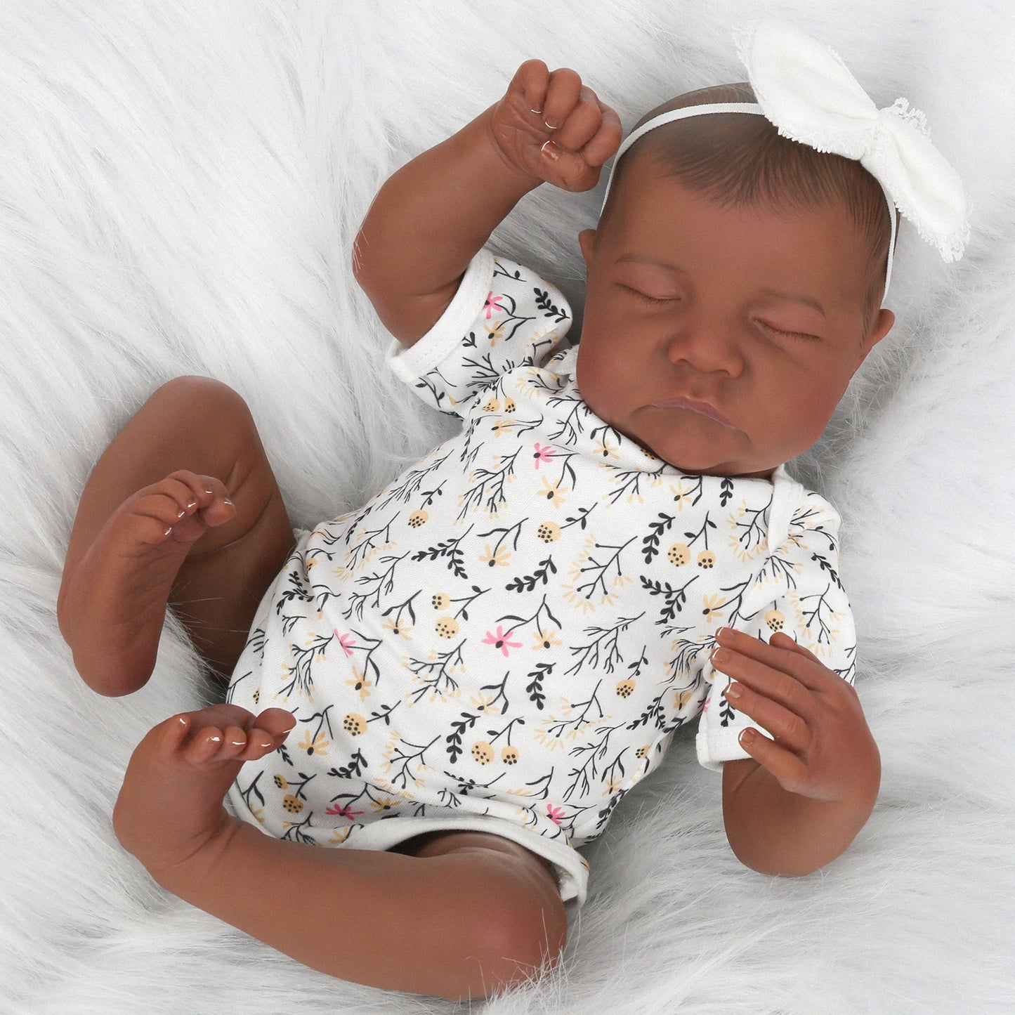 18 Inch Realistic Newborn African American Doll Sleeping