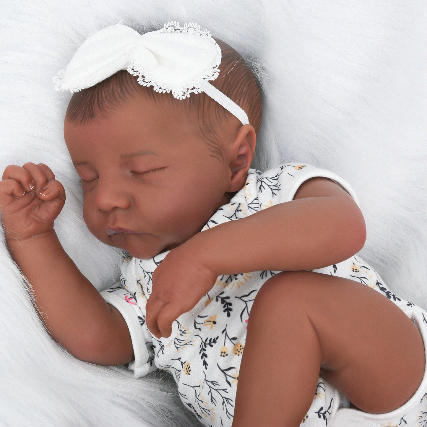 18 Inch Realistic Newborn African American Doll Sleeping