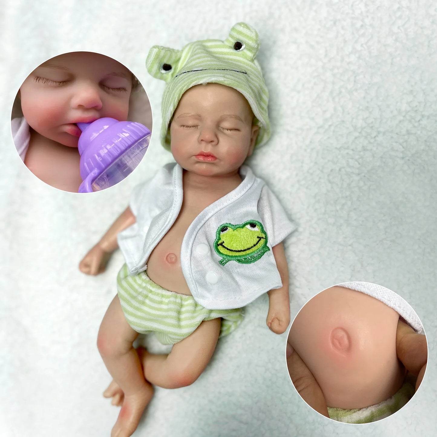 33 CM Open Mouth Full Body Handmade Baby Doll