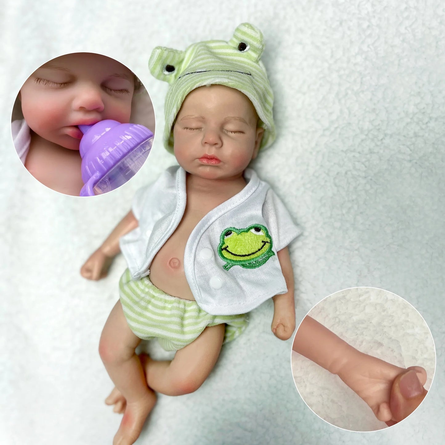 33 CM Open Mouth Full Body Handmade Baby Doll