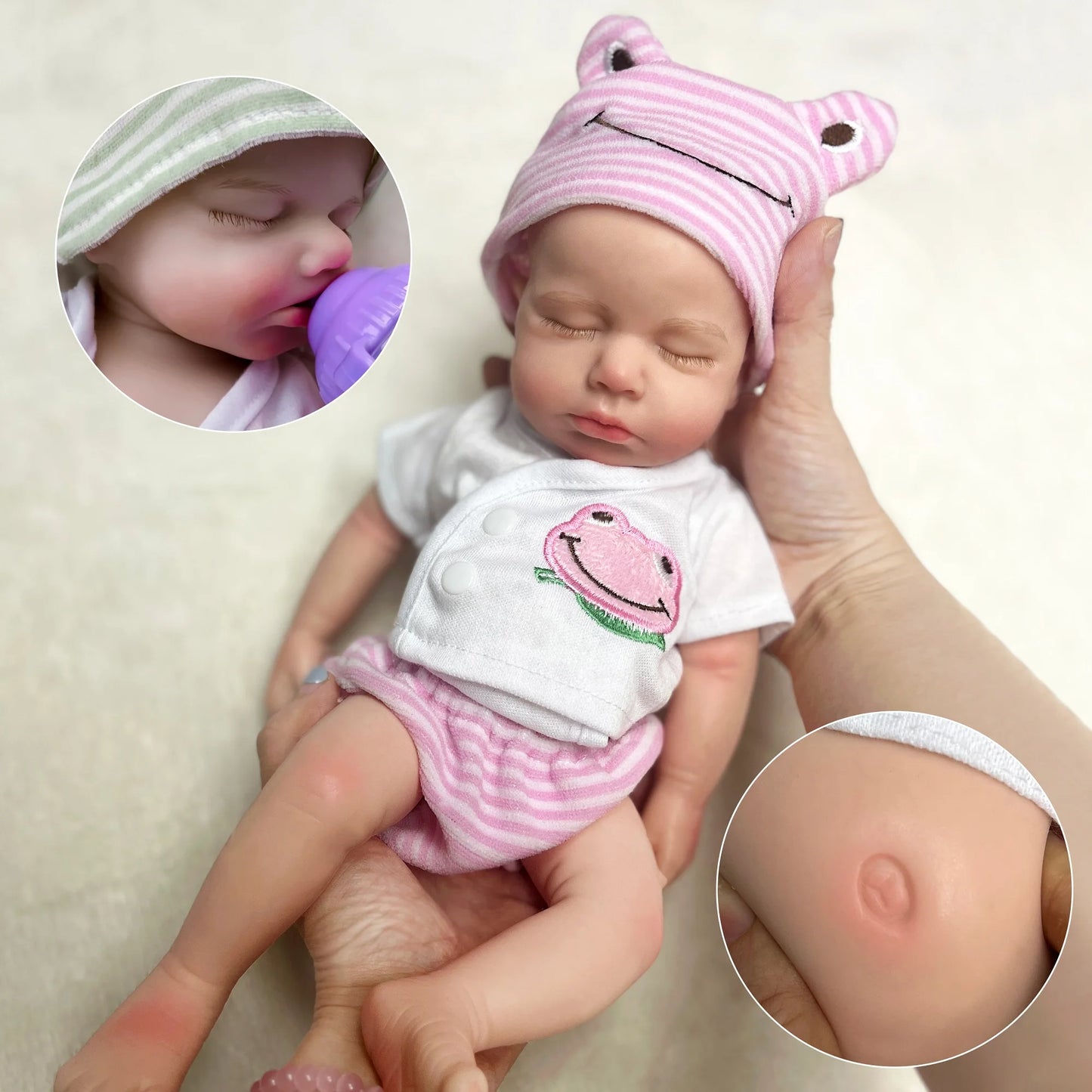 33 CM Open Mouth Full Body Handmade Baby Doll