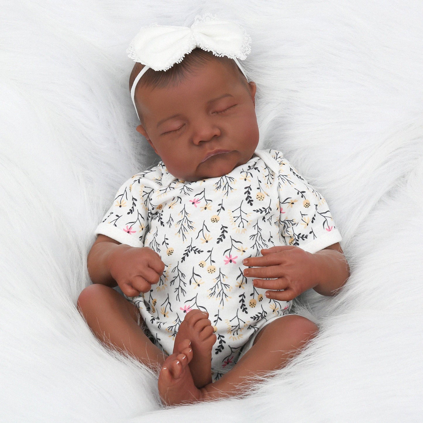 18 Inch Realistic Newborn African American Doll Sleeping