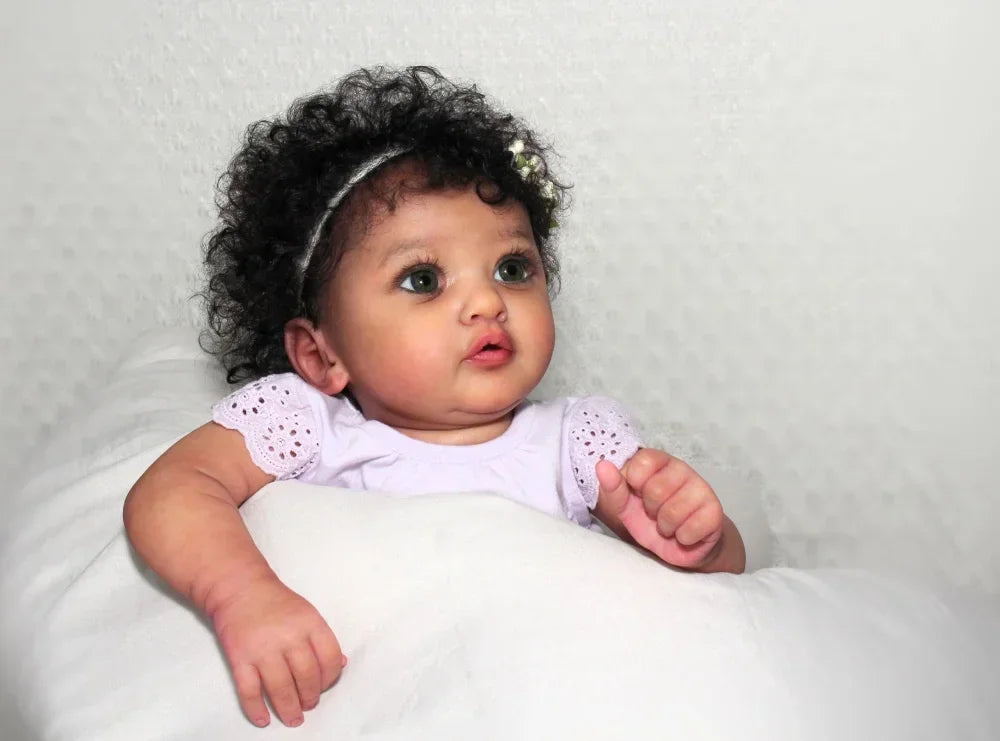 55 CM Reborn African American Baby with Curly Hair