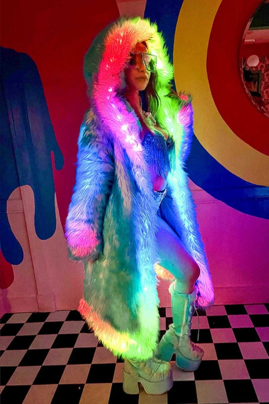 Wild And Sexy LED Light Up Faux Fur Coat