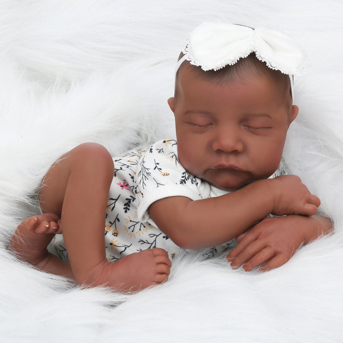 18 Inch Realistic Newborn African American Doll Sleeping