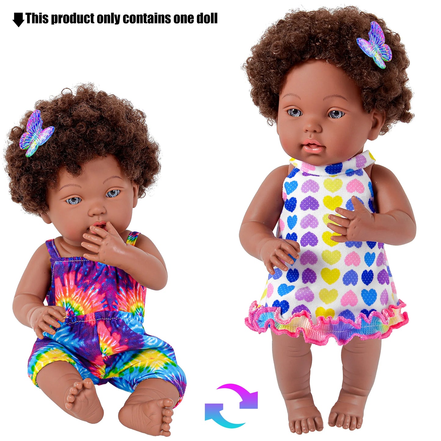 14 Inch Reborn Black African American Baby Doll